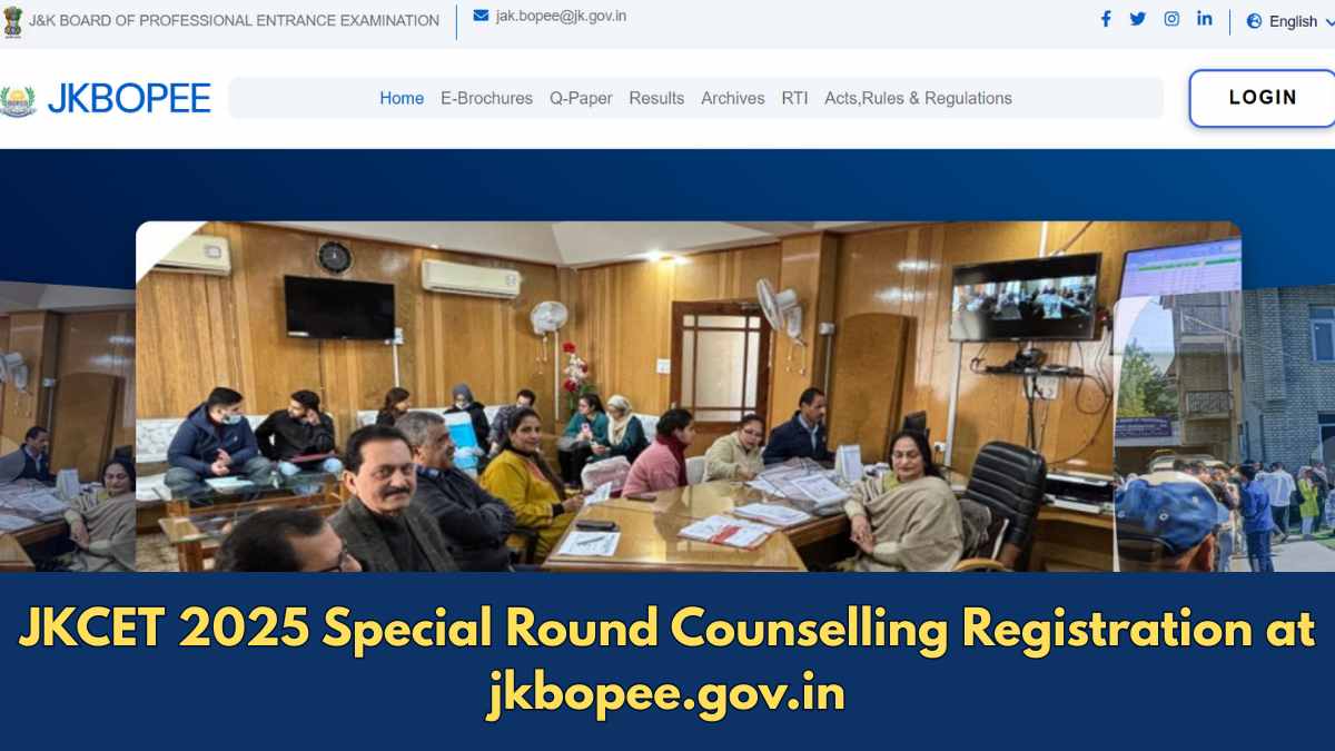 JKCET 2025 Special Round Counselling Registration Starts Today at jkbopee.gov.in; Details here